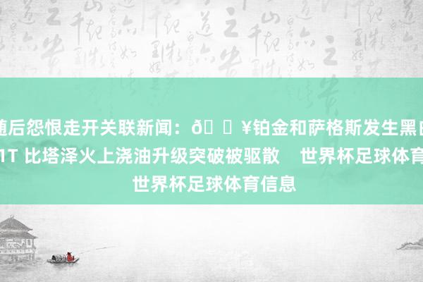 随后怨恨走开关联新闻：🔥铂金和萨格斯发生黑白各吃1T 比塔泽火上浇油升级突破被驱散    世界杯足球体育信息