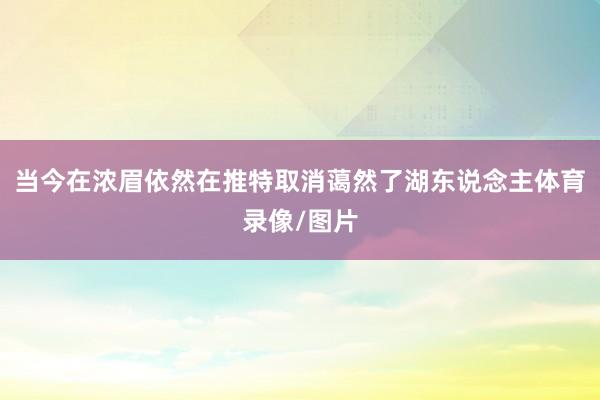 当今在浓眉依然在推特取消蔼然了湖东说念主体育录像/图片