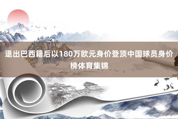 退出巴西籍后以180万欧元身价登顶中国球员身价榜体育集锦