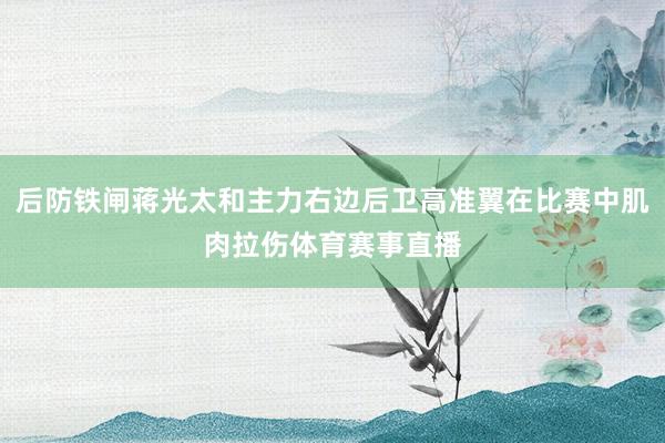 后防铁闸蒋光太和主力右边后卫高准翼在比赛中肌肉拉伤体育赛事直播