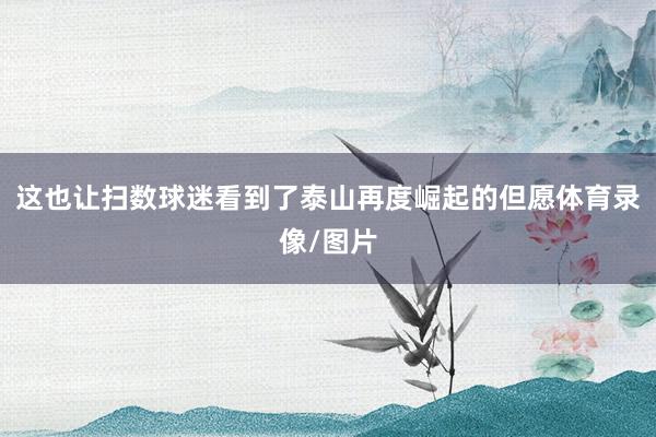 这也让扫数球迷看到了泰山再度崛起的但愿体育录像/图片