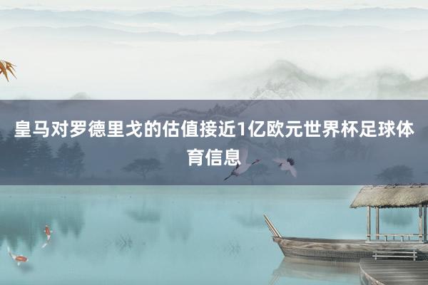 皇马对罗德里戈的估值接近1亿欧元世界杯足球体育信息