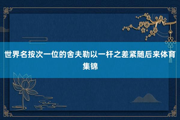 世界名按次一位的舍夫勒以一杆之差紧随后来体育集锦