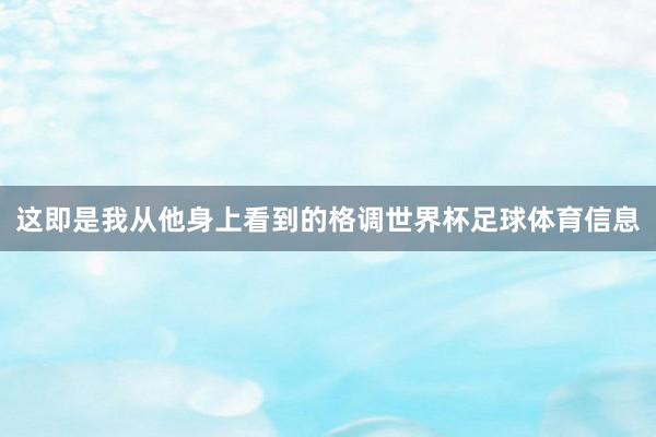 这即是我从他身上看到的格调世界杯足球体育信息