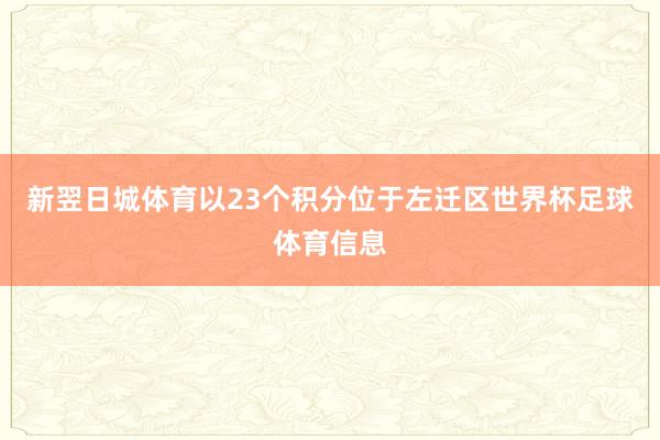 新翌日城体育以23个积分位于左迁区世界杯足球体育信息