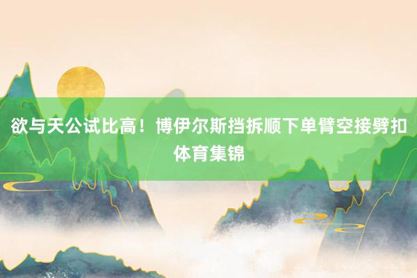 欲与天公试比高！博伊尔斯挡拆顺下单臂空接劈扣体育集锦
