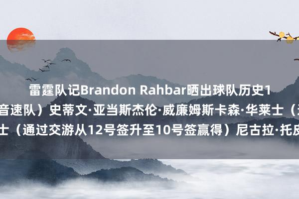 雷霆队记Brandon Rahbar晒出球队历史12号秀：尼克·科里森（超音速队）史蒂文·亚当斯杰伦·威廉姆斯卡森·华莱士（通过交游从12号签升至10号签赢得）尼古拉·托皮奇    体育录像/图片