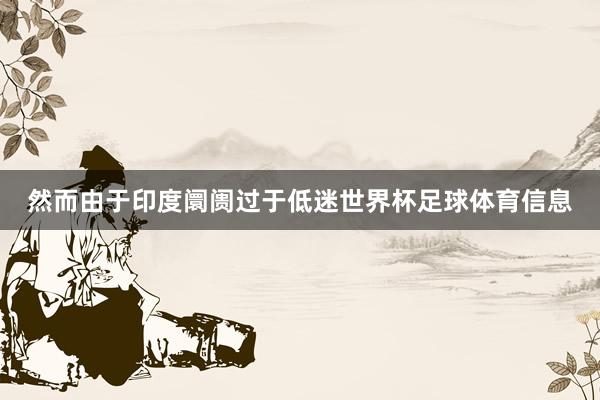然而由于印度阛阓过于低迷世界杯足球体育信息