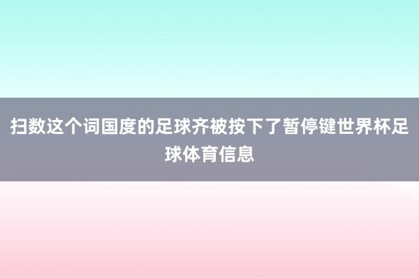 扫数这个词国度的足球齐被按下了暂停键世界杯足球体育信息