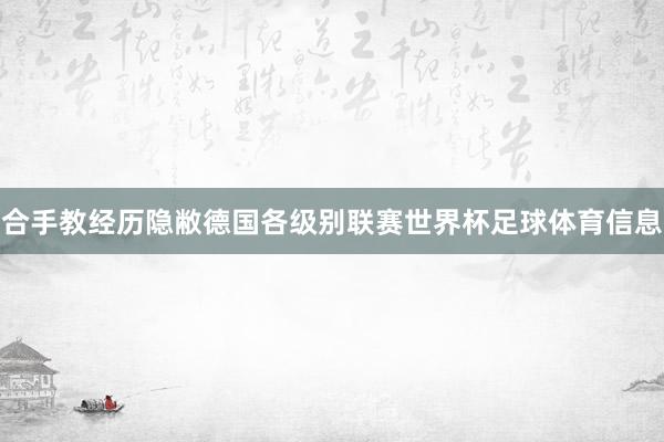 合手教经历隐敝德国各级别联赛世界杯足球体育信息